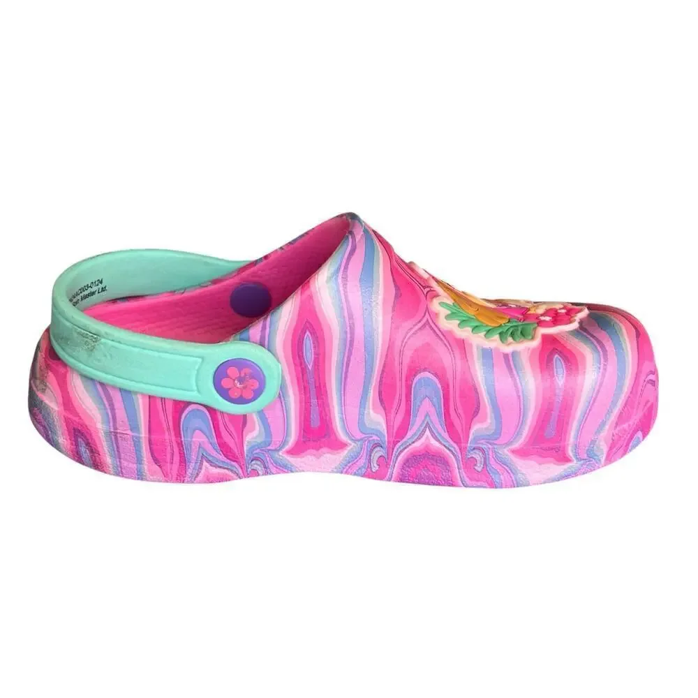 PAW PATROL bright pink purple rubber waterproof flip back slip on girls sz 10